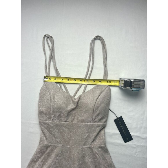 City Triangles Prom Med Silver Spaghetti Strap  Knee High Petticoat NWT - Picture 4 of 10